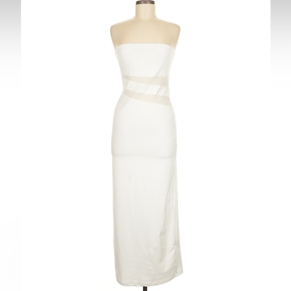 SHEIN Strapless White Maxi Dress